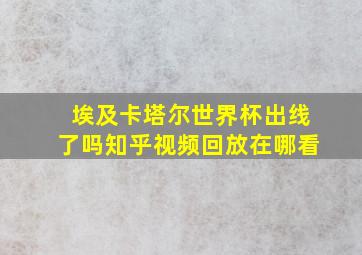 埃及卡塔尔世界杯出线了吗知乎视频回放在哪看