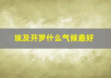 埃及开罗什么气候最好