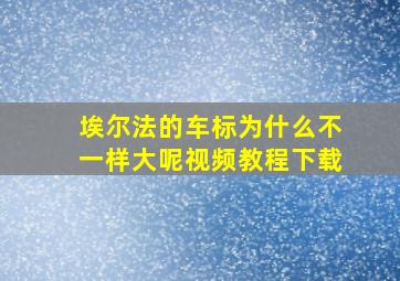 埃尔法的车标为什么不一样大呢视频教程下载