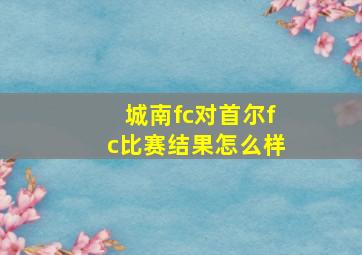 城南fc对首尔fc比赛结果怎么样