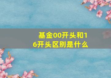 基金00开头和16开头区别是什么