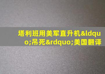 塔利班用美军直升机“吊死”美国翻译