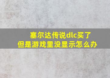 塞尔达传说dlc买了但是游戏里没显示怎么办