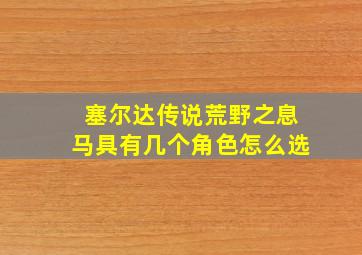 塞尔达传说荒野之息马具有几个角色怎么选