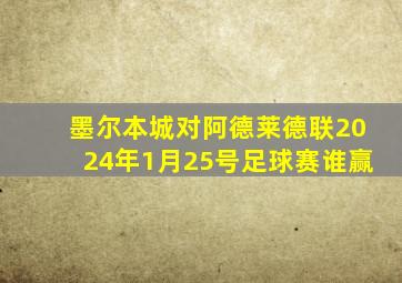 墨尔本城对阿德莱德联2024年1月25号足球赛谁赢