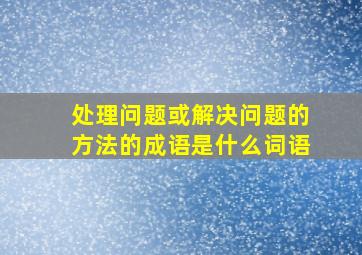 处理问题或解决问题的方法的成语是什么词语