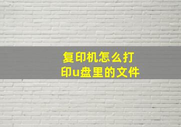 复印机怎么打印u盘里的文件