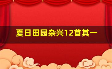 夏日田园杂兴12首其一