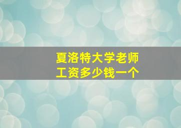 夏洛特大学老师工资多少钱一个