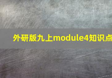 外研版九上module4知识点