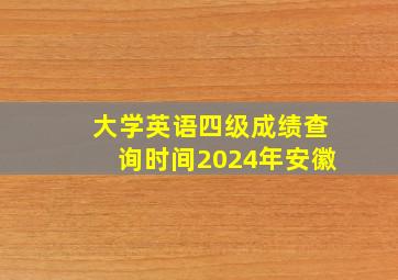 大学英语四级成绩查询时间2024年安徽