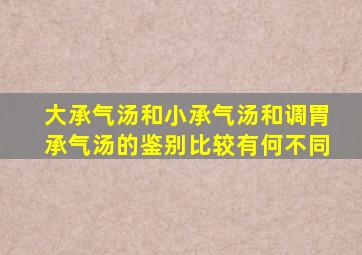 大承气汤和小承气汤和调胃承气汤的鉴别比较有何不同