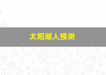 太阳湖人预测