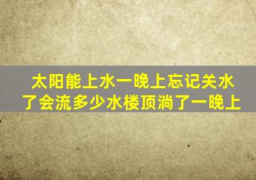 太阳能上水一晚上忘记关水了会流多少水楼顶淌了一晚上