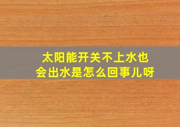 太阳能开关不上水也会出水是怎么回事儿呀