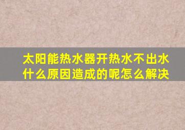 太阳能热水器开热水不出水什么原因造成的呢怎么解决