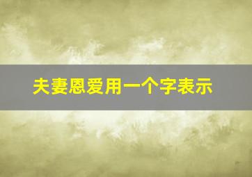 夫妻恩爱用一个字表示