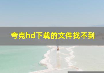 夸克hd下载的文件找不到