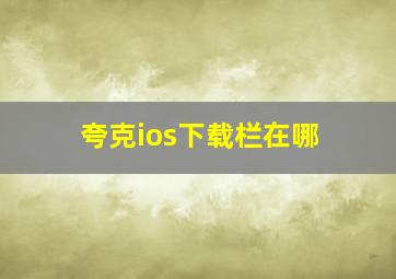 夸克ios下载栏在哪