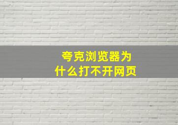 夸克浏览器为什么打不开网页