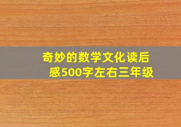 奇妙的数学文化读后感500字左右三年级