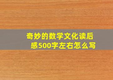 奇妙的数学文化读后感500字左右怎么写