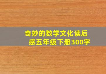 奇妙的数学文化读后感五年级下册300字