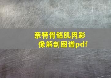 奈特骨骼肌肉影像解剖图谱pdf