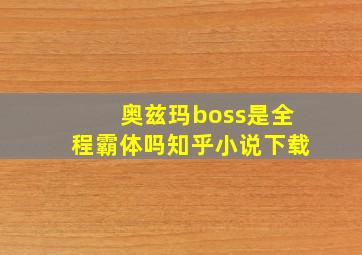 奥兹玛boss是全程霸体吗知乎小说下载