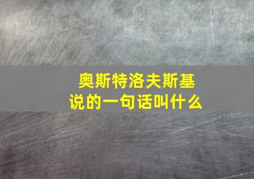 奥斯特洛夫斯基说的一句话叫什么