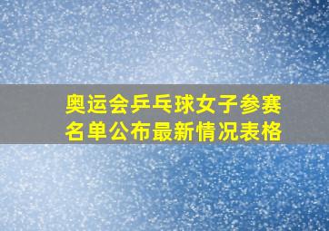 奥运会乒乓球女子参赛名单公布最新情况表格