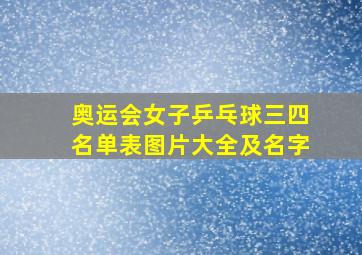 奥运会女子乒乓球三四名单表图片大全及名字