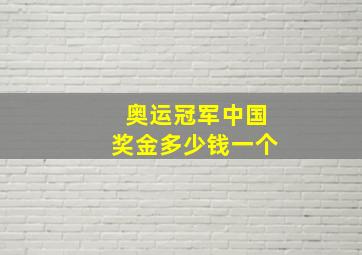 奥运冠军中国奖金多少钱一个