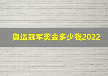 奥运冠军奖金多少钱2022