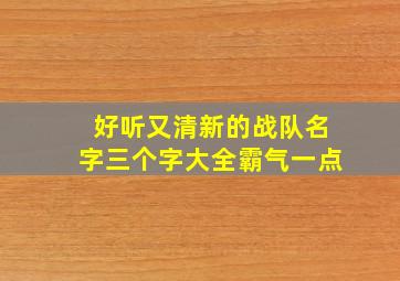 好听又清新的战队名字三个字大全霸气一点