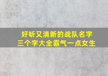 好听又清新的战队名字三个字大全霸气一点女生