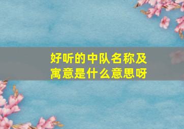 好听的中队名称及寓意是什么意思呀