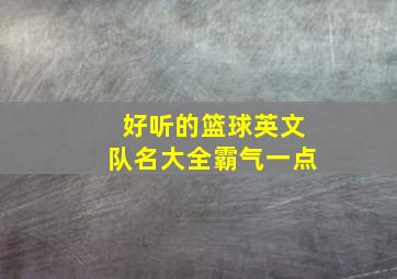 好听的篮球英文队名大全霸气一点