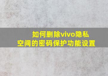 如何删除vivo隐私空间的密码保护功能设置