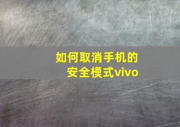 如何取消手机的安全模式vivo