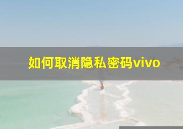 如何取消隐私密码vivo