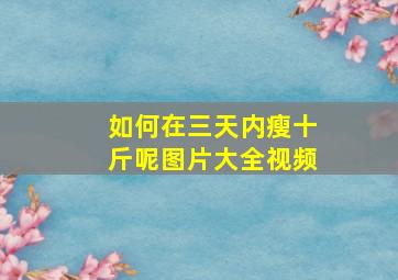 如何在三天内瘦十斤呢图片大全视频