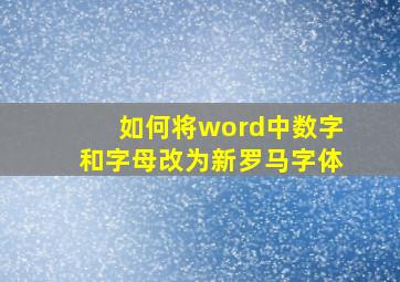 如何将word中数字和字母改为新罗马字体