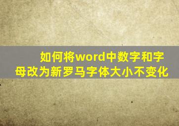 如何将word中数字和字母改为新罗马字体大小不变化