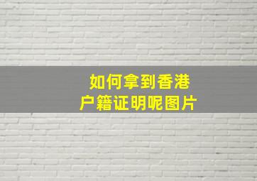 如何拿到香港户籍证明呢图片