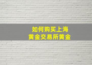 如何购买上海黄金交易所黄金