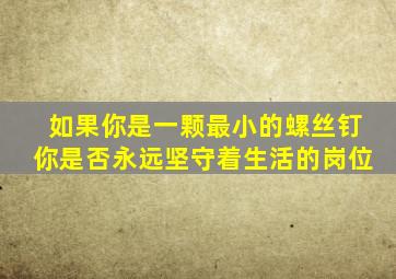 如果你是一颗最小的螺丝钉你是否永远坚守着生活的岗位