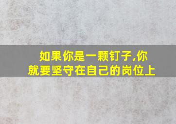 如果你是一颗钉子,你就要坚守在自己的岗位上