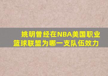 姚明曾经在NBA美国职业篮球联盟为哪一支队伍效力