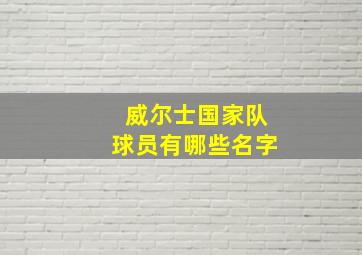 威尔士国家队球员有哪些名字